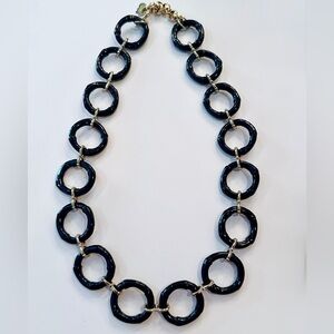 Black and Gold Resin Bamboo Link Necklace